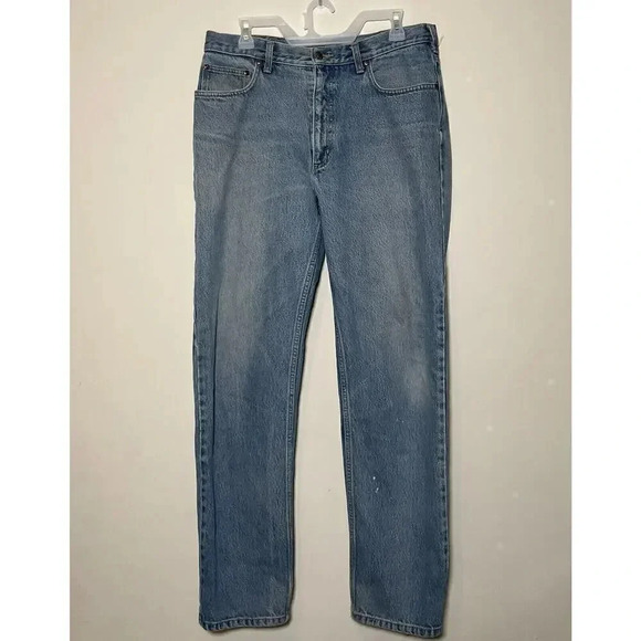 Lands End Square Rigger Mens Traditional Fit Blue Denim Jeans 33 X 31 Work Pants - Picture 1 of 11